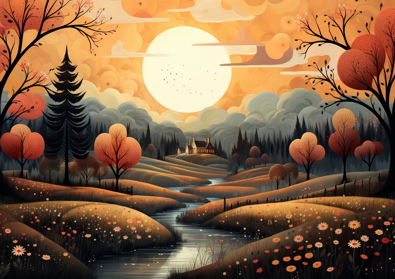 Preview for Sunset Scenic Town Background