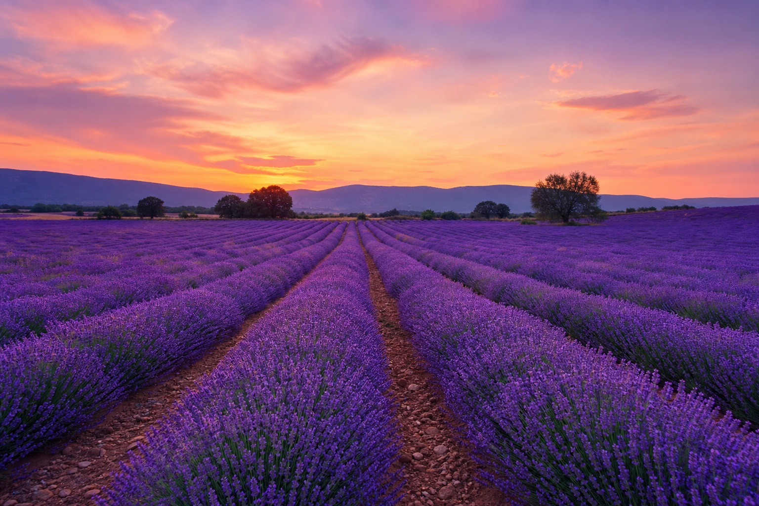 Preview for Lavender Field At Dusk Stock Background