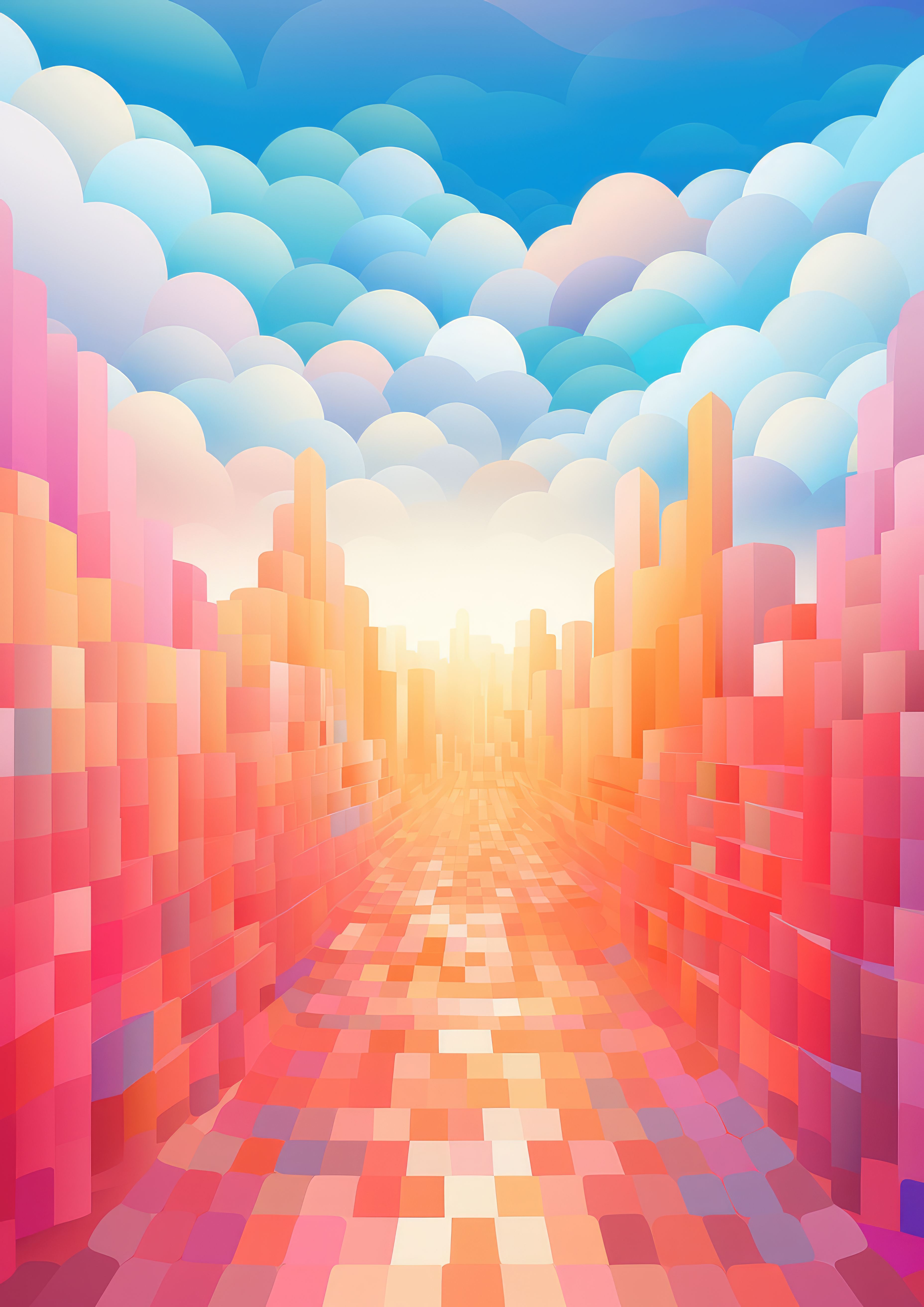 Preview for Vibrant-cityscape-sunrise-pixel-art-abstract-background-25384