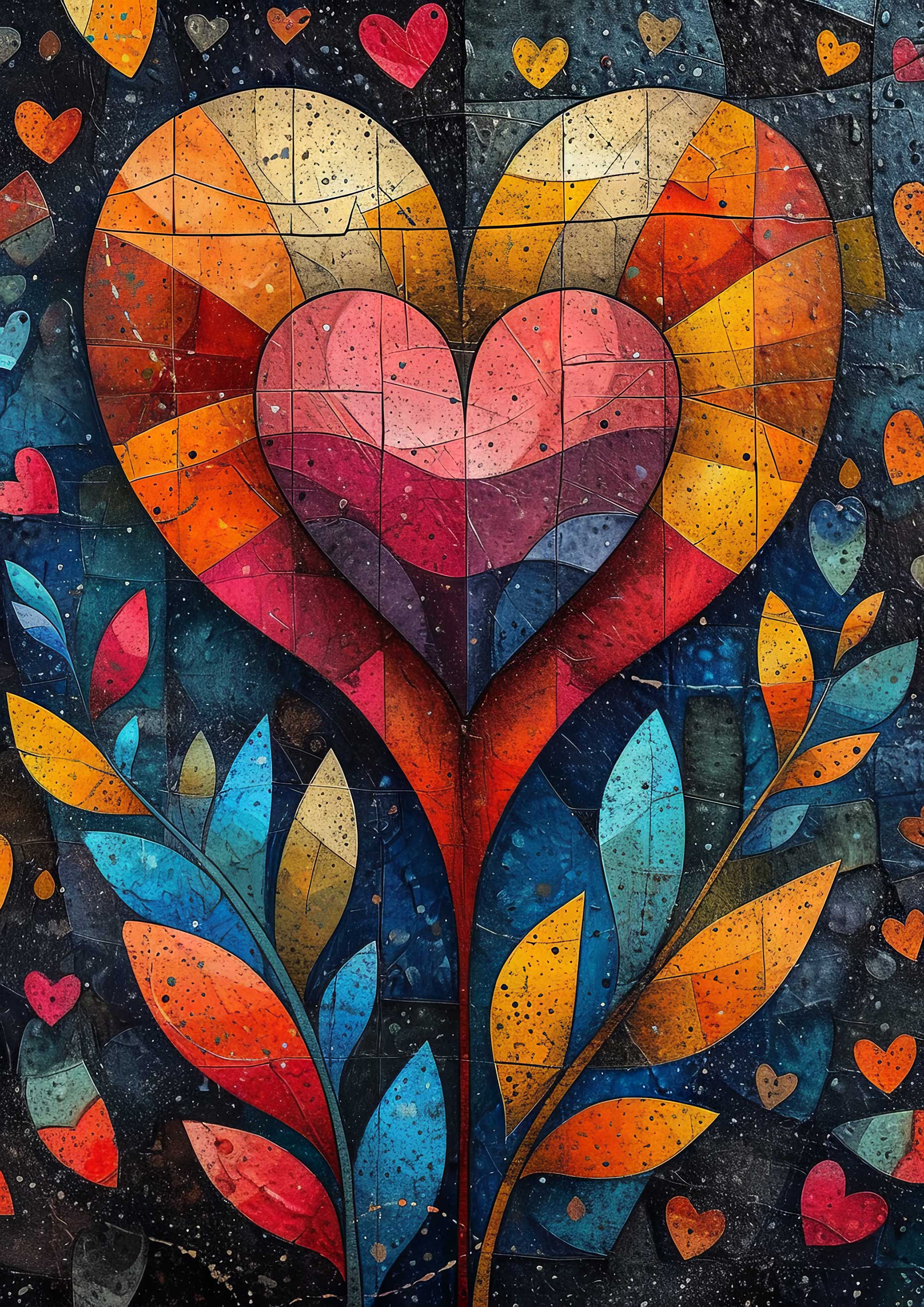 Preview for Mosaic-heart-art-template-love-background-da426