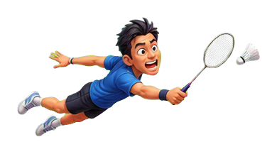 Preview for Caricature Dive Badminton Sticker