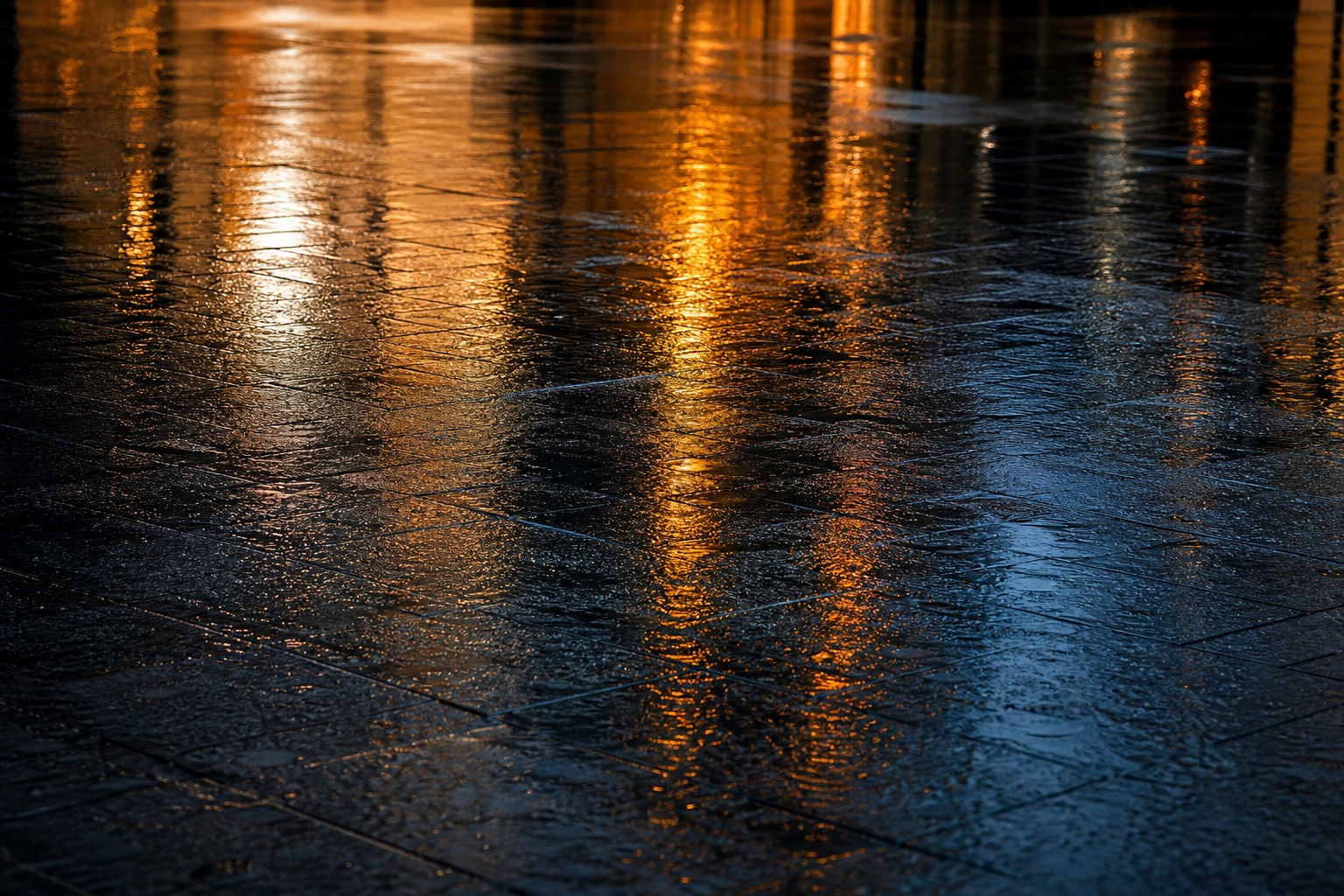 Preview for Amber Rain Wet Pavement Background