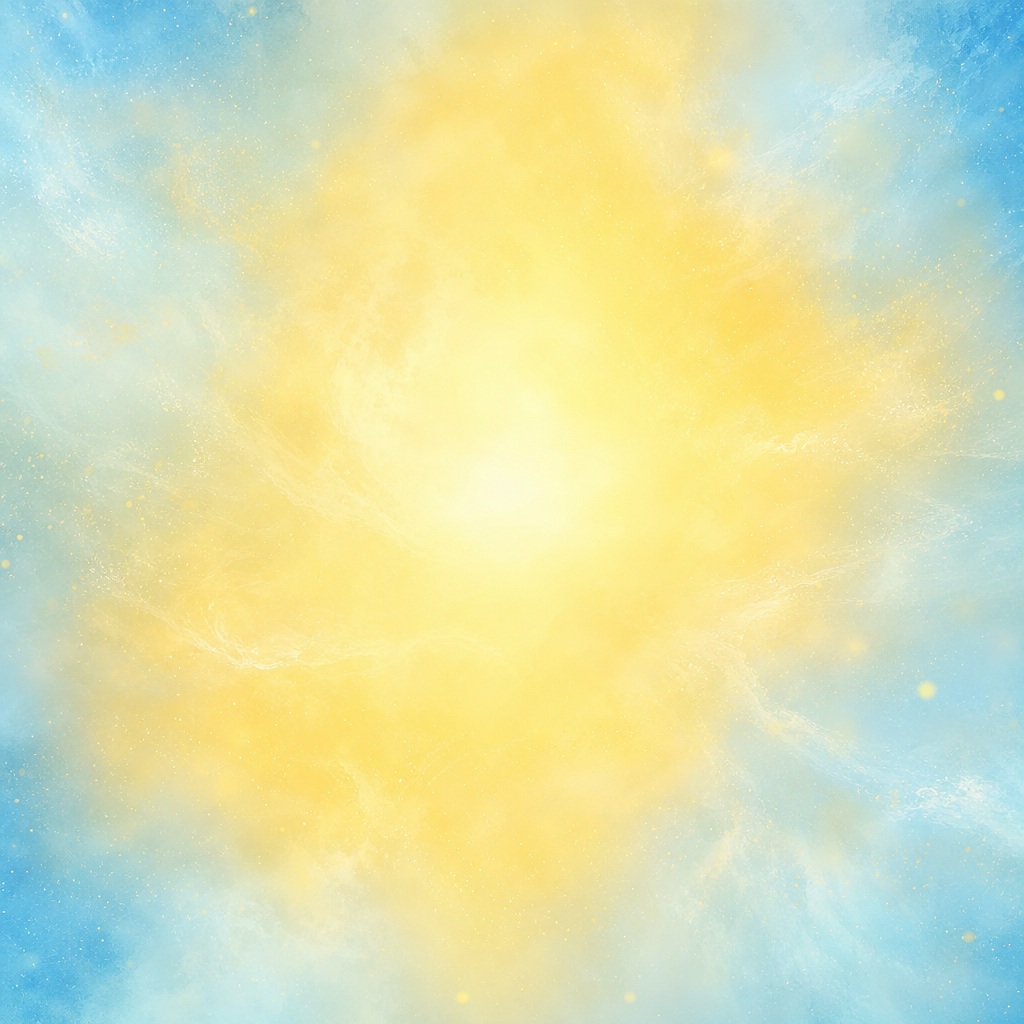 Soft yellow glow fading into a blue pastel gradient background