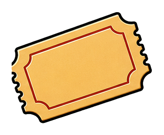 Blank yellow movie ticket with a red border and perforated edge