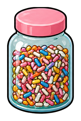 Colorful glass jar filled with assorted rainbow sprinkles