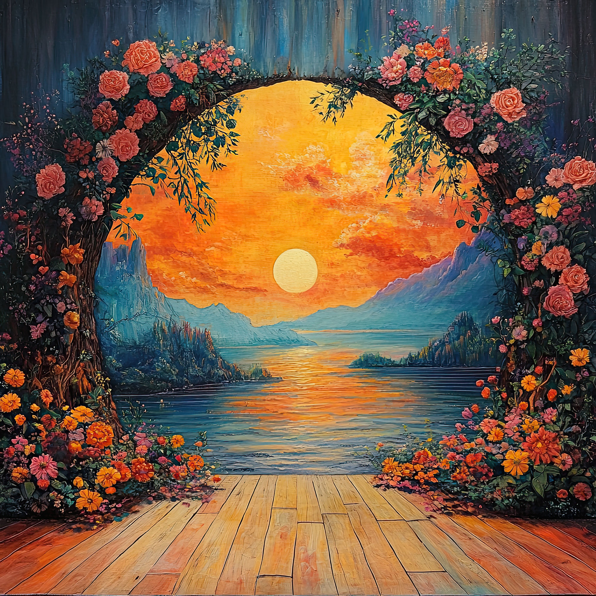 Preview for Serene-floral-archway-sunset-interior-backdrop-background-080de