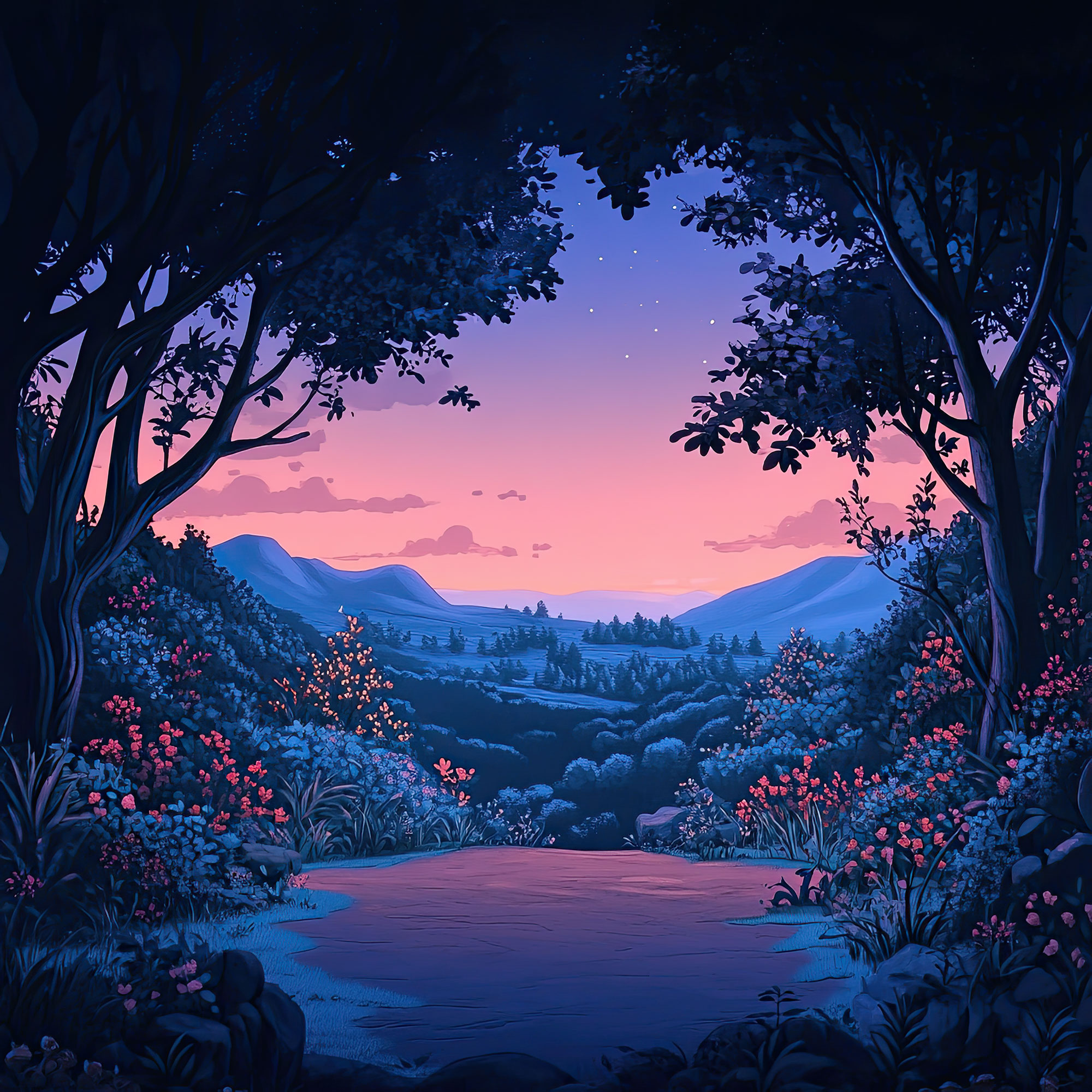 Preview for Serene-landscape-at-dusk-nature-backdrop-background-7219a