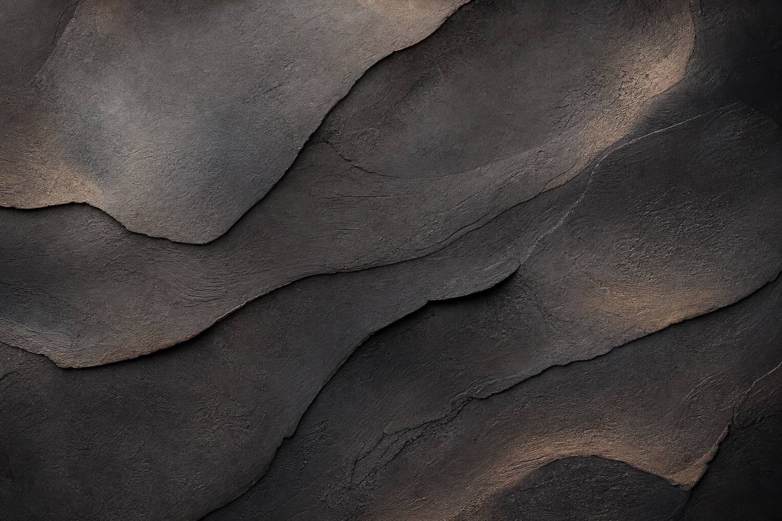 Layered matte clay-like abstract texture in neutral charcoal and beige tones