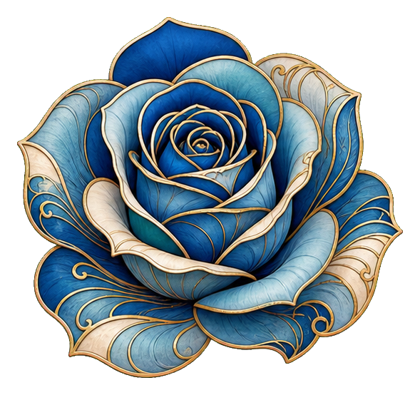 Preview for Blue Art Nouveau Rose Sticker
