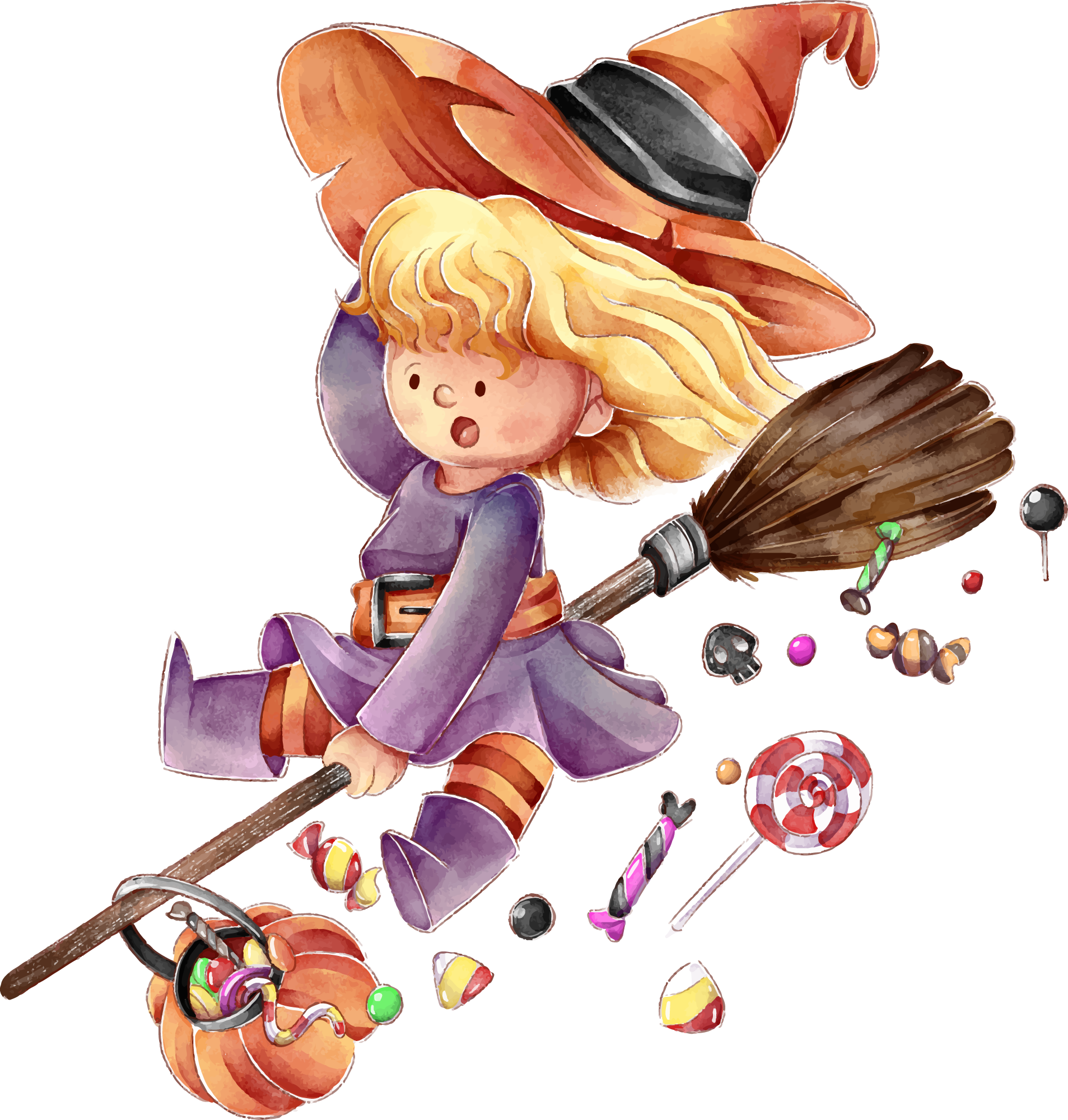 Preview for Halloween-witch-girl-broomstick-witches-sticker-a0a93
