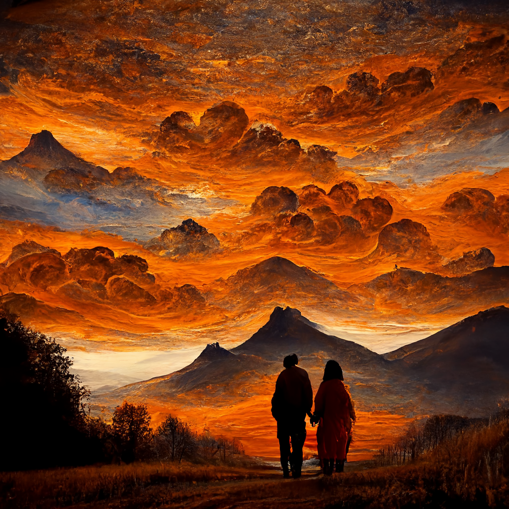 Preview for Couple-mountain-sunset-stroll-ai-images-background-16238