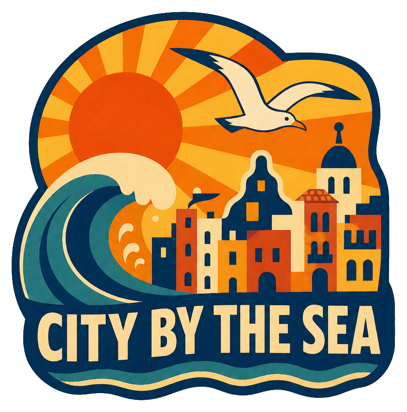 Preview for City By The Sea Retro Sticker