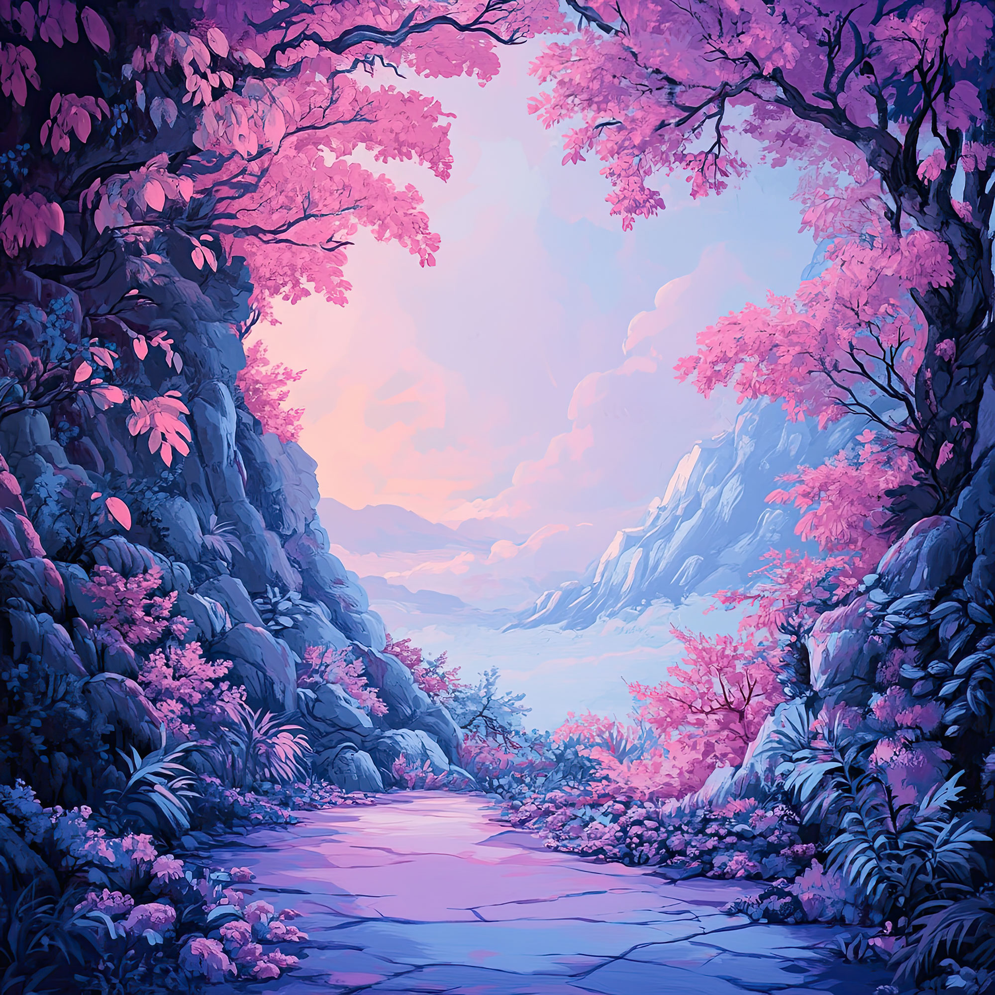 Preview for Serene-pink-landscape-pathway-nature-backdrop-background-f41e1
