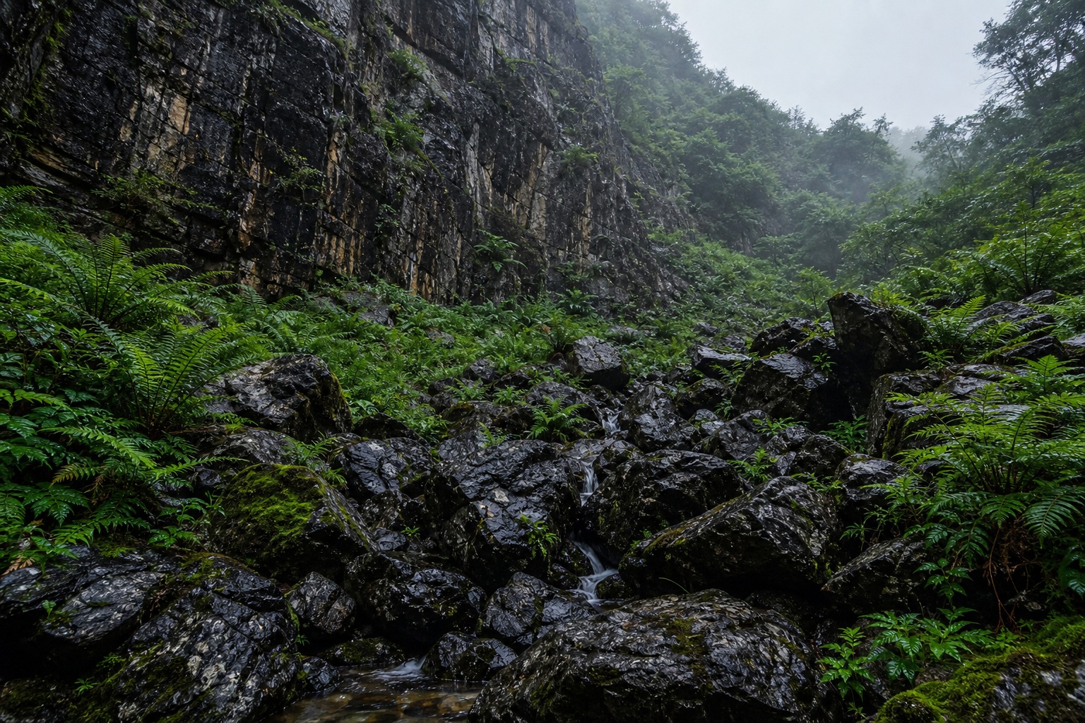 Preview for Fern-lined Mountain Landscape Background