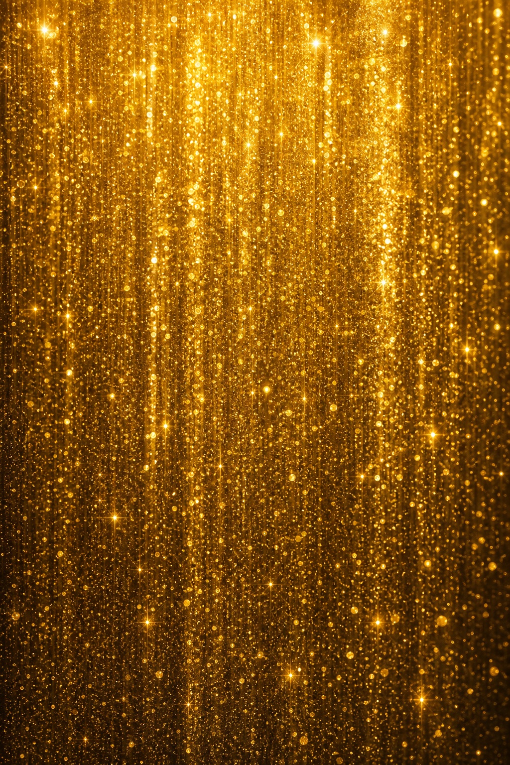 Vertical cascade of gold glitter and sparkling light on a dark background.