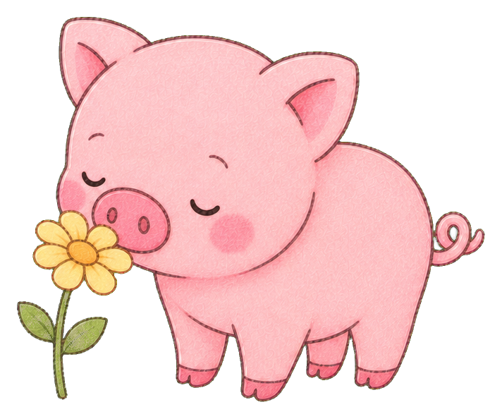 Preview for Pig Sniffing Flower Sticker