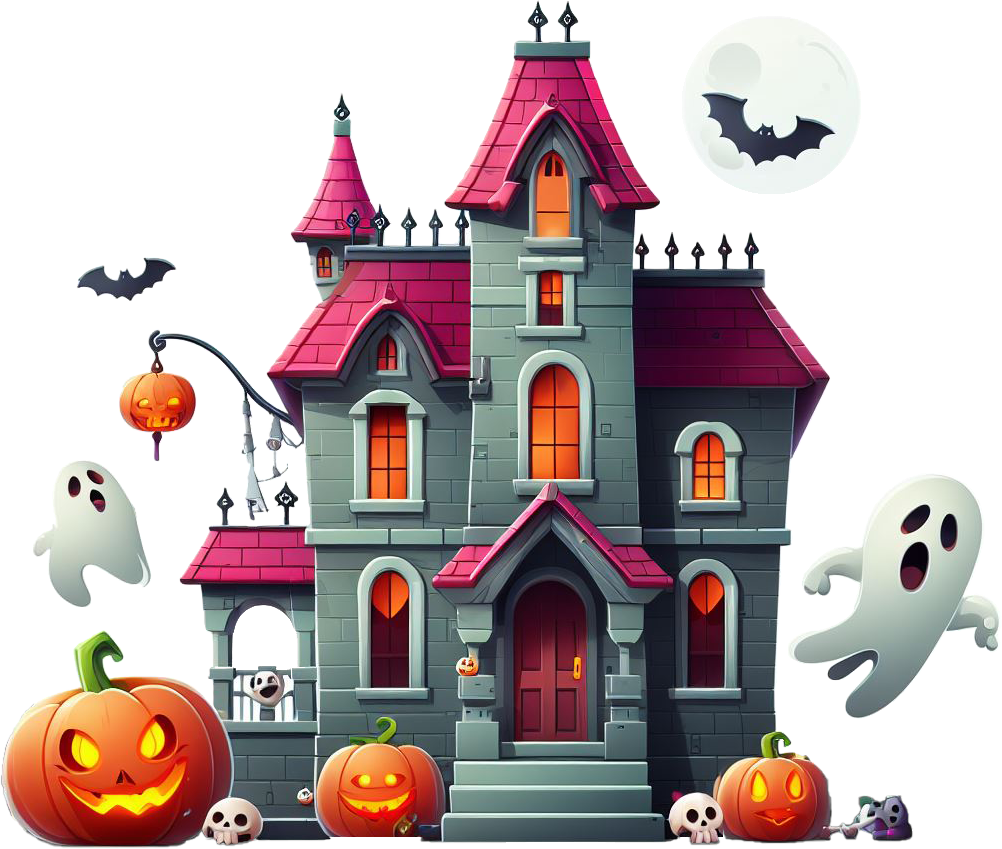 Preview for Halloween-spooky-mansion-scene-haunted-house-sticker-f14d3