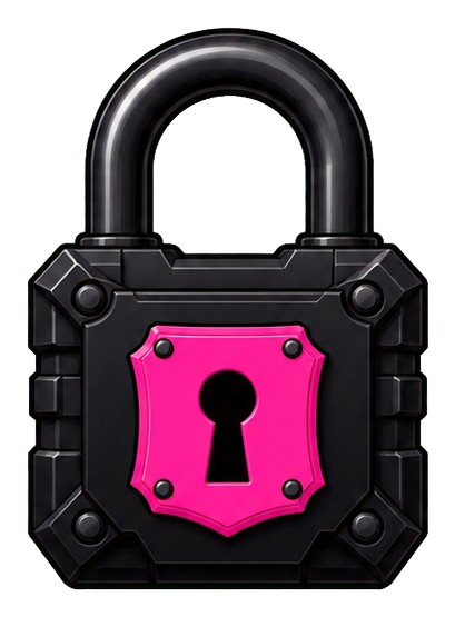 Preview for Black Padlock Sticker With Pink Accent