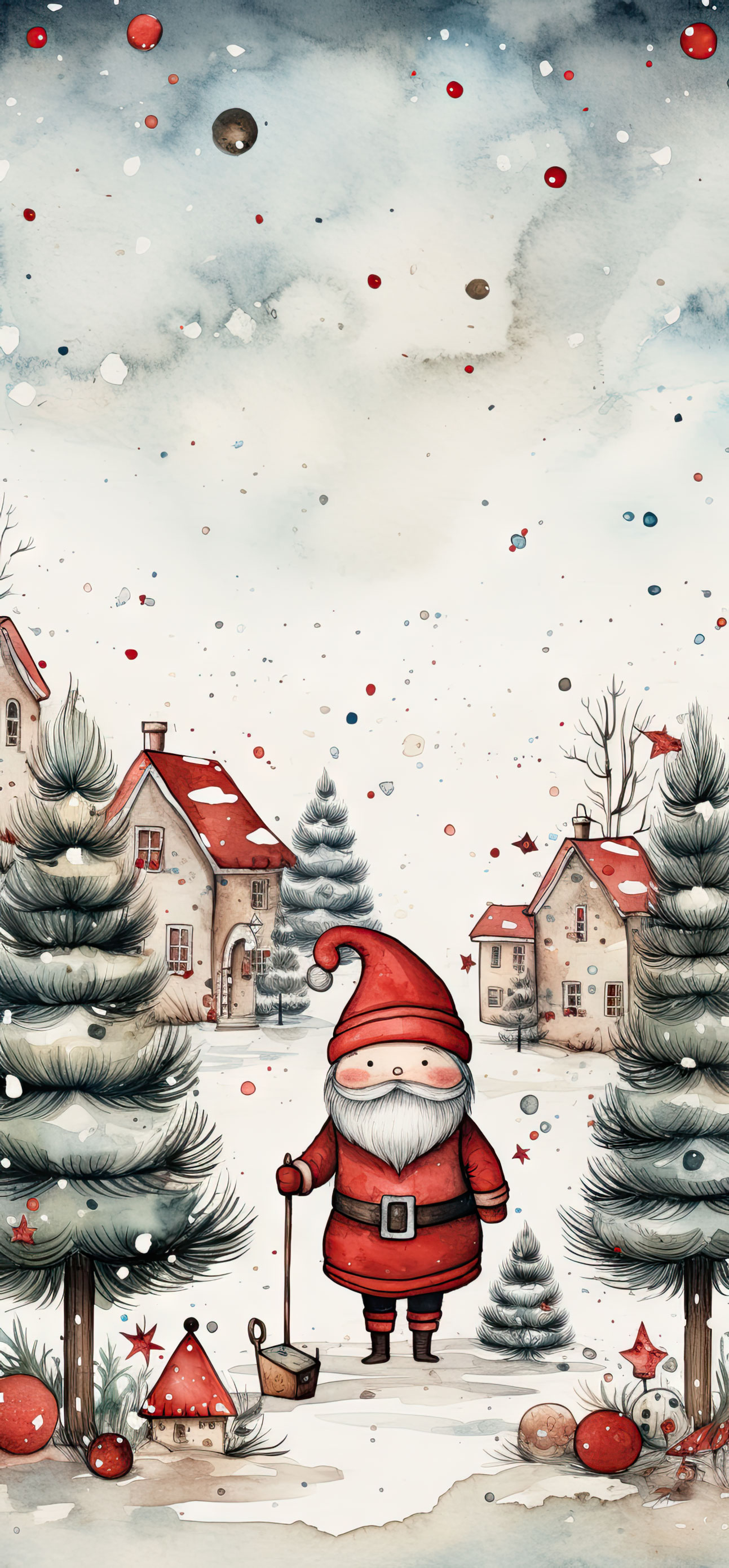 Preview for Winter-santa-village-illustration-christmas-phone-background-33941
