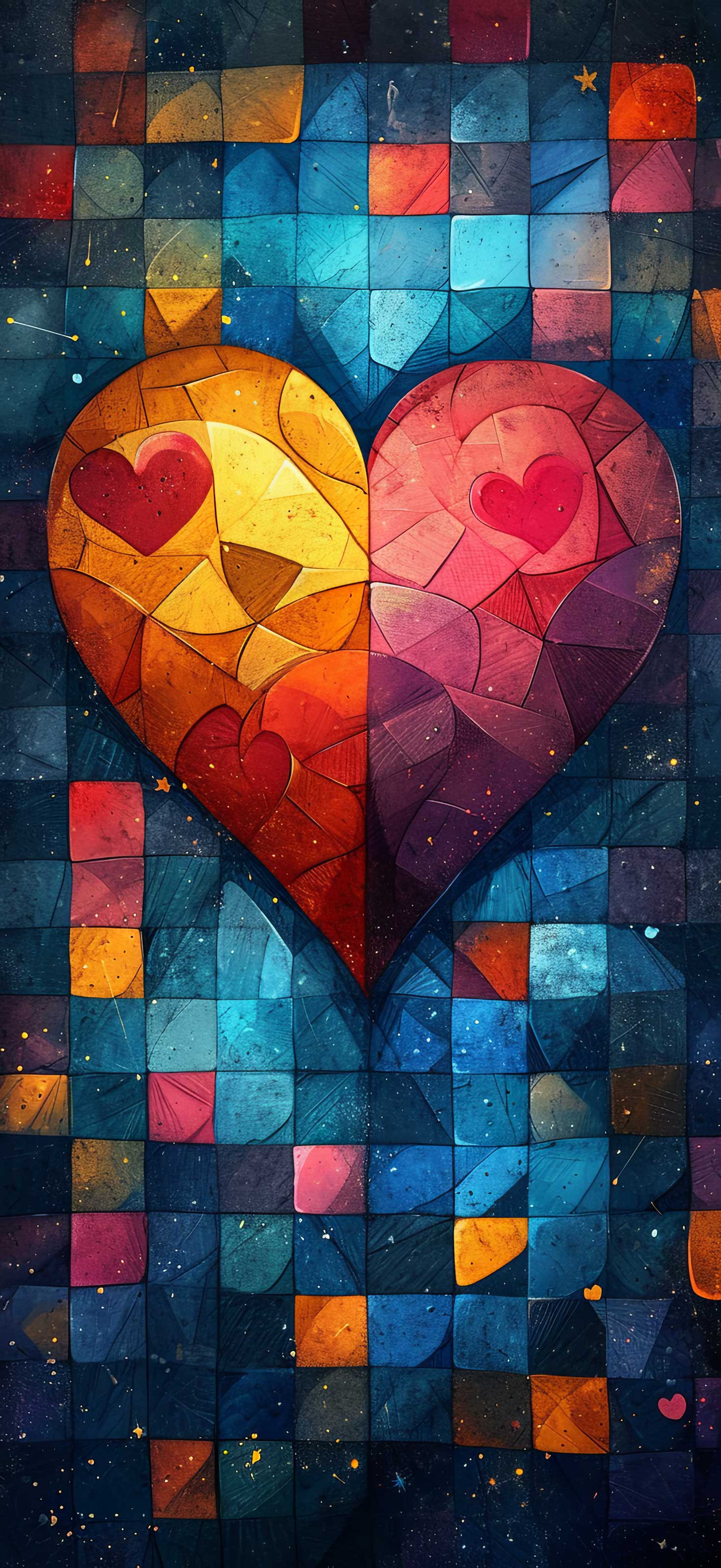 Preview for Mosaic-heart-artwork-heart-phone-background-b25e6