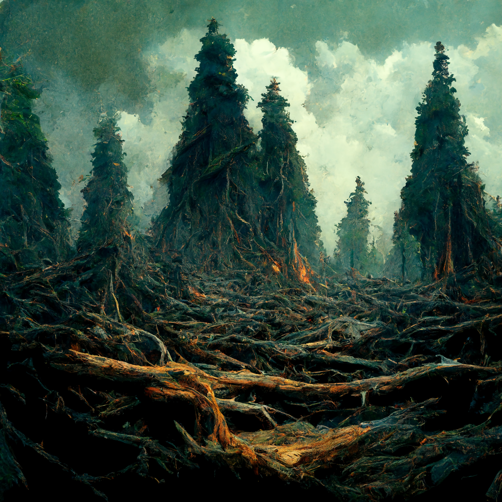 Preview for Burning-forest-landscape-painting-ai-images-background-7dca2