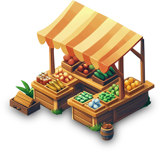 Preview for Colorful-market-stall-illustration-hardscape-sticker-e4542