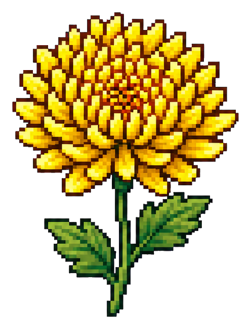 Preview for Gold Pixel Chrysanthemum Sticker