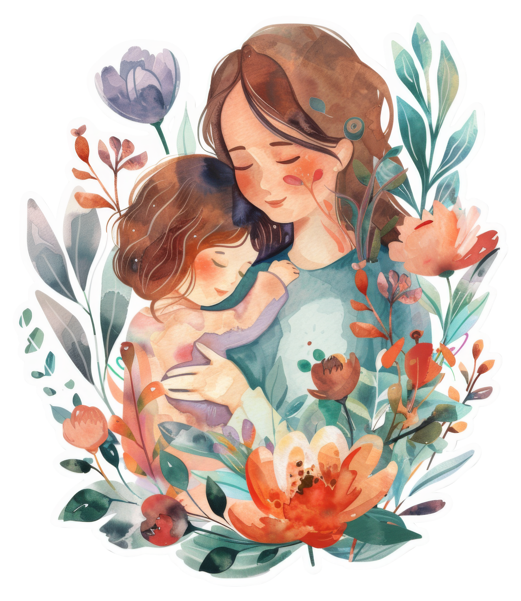 Preview for Mother-child-floral-illustration-mothers-day-sticker-02eb3