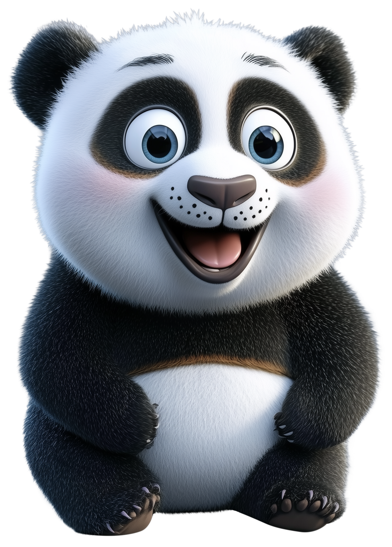 Smiling cartoon panda sticker with big eyes and black-and-white fur