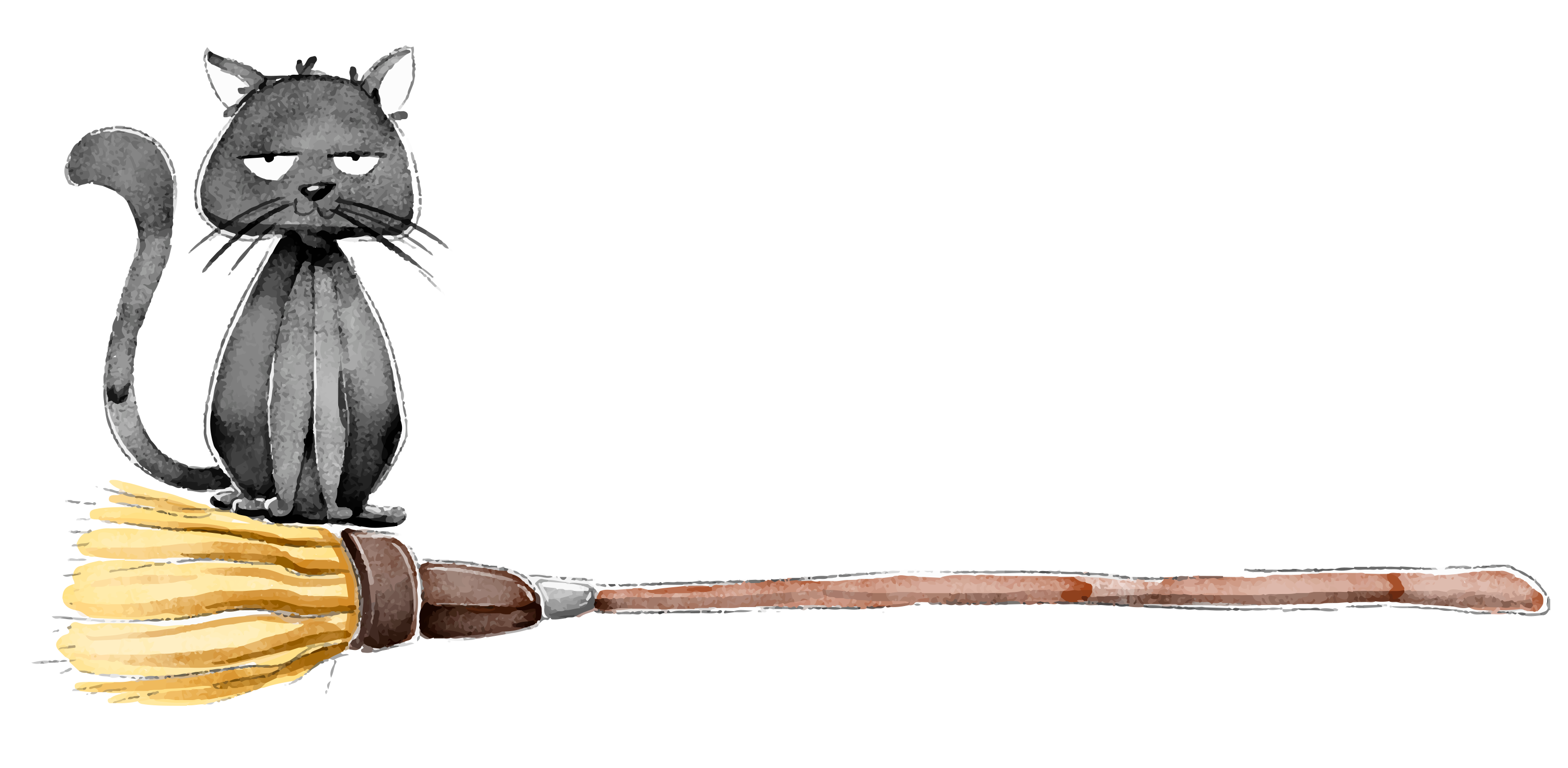 Preview for Whimsical-black-cat-broomstick-halloween-watercolor-sticker-6cad8