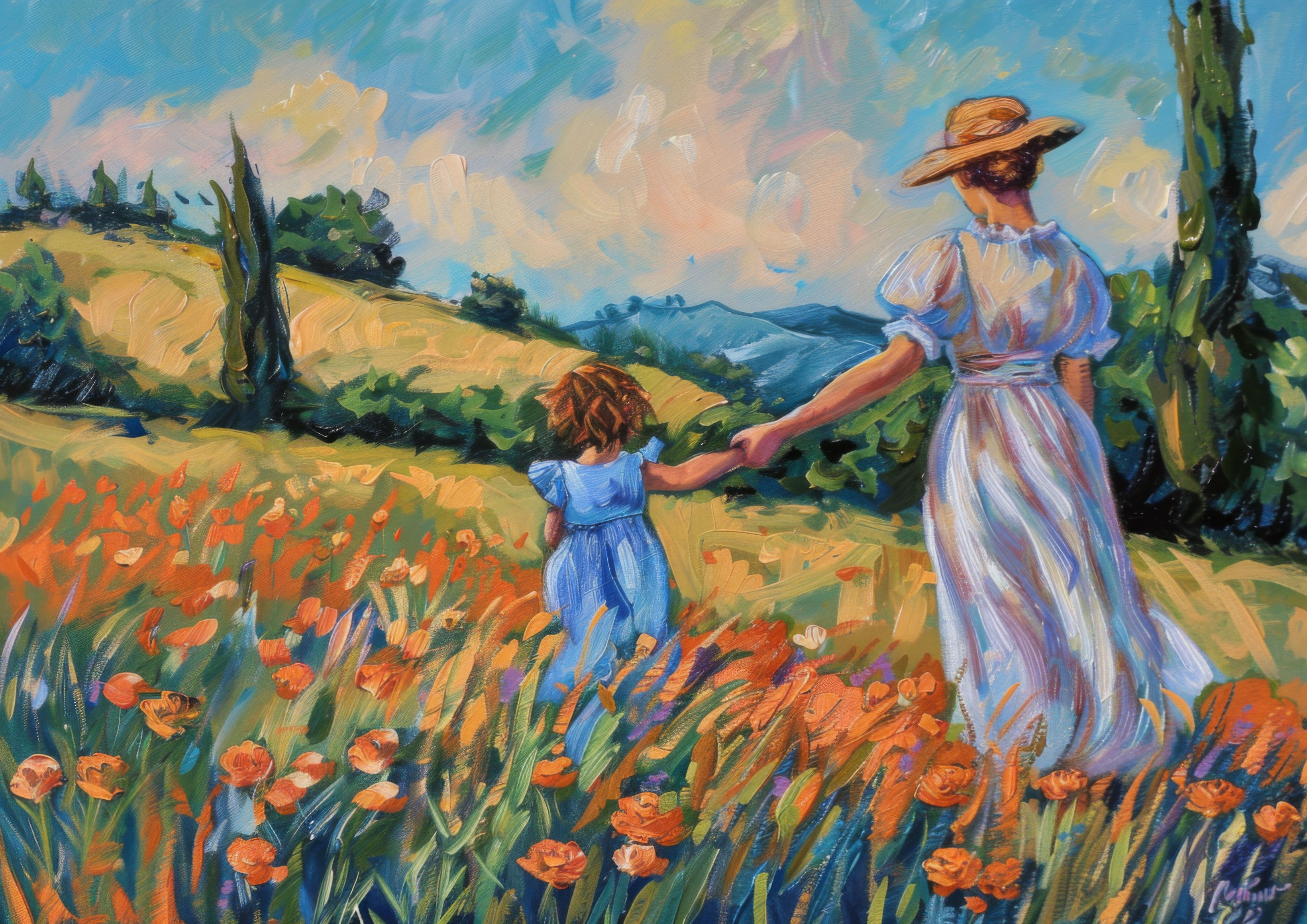 Preview for Mother-child-field-flowers-mothers-day-background-fe6d6
