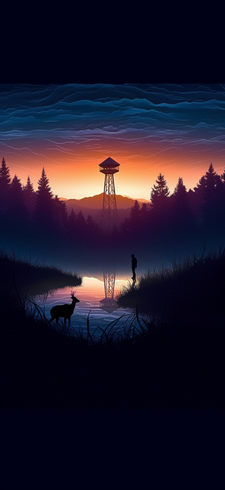 Preview for Mystical-forest-landscape-dusk-ai-phone-background-b2628