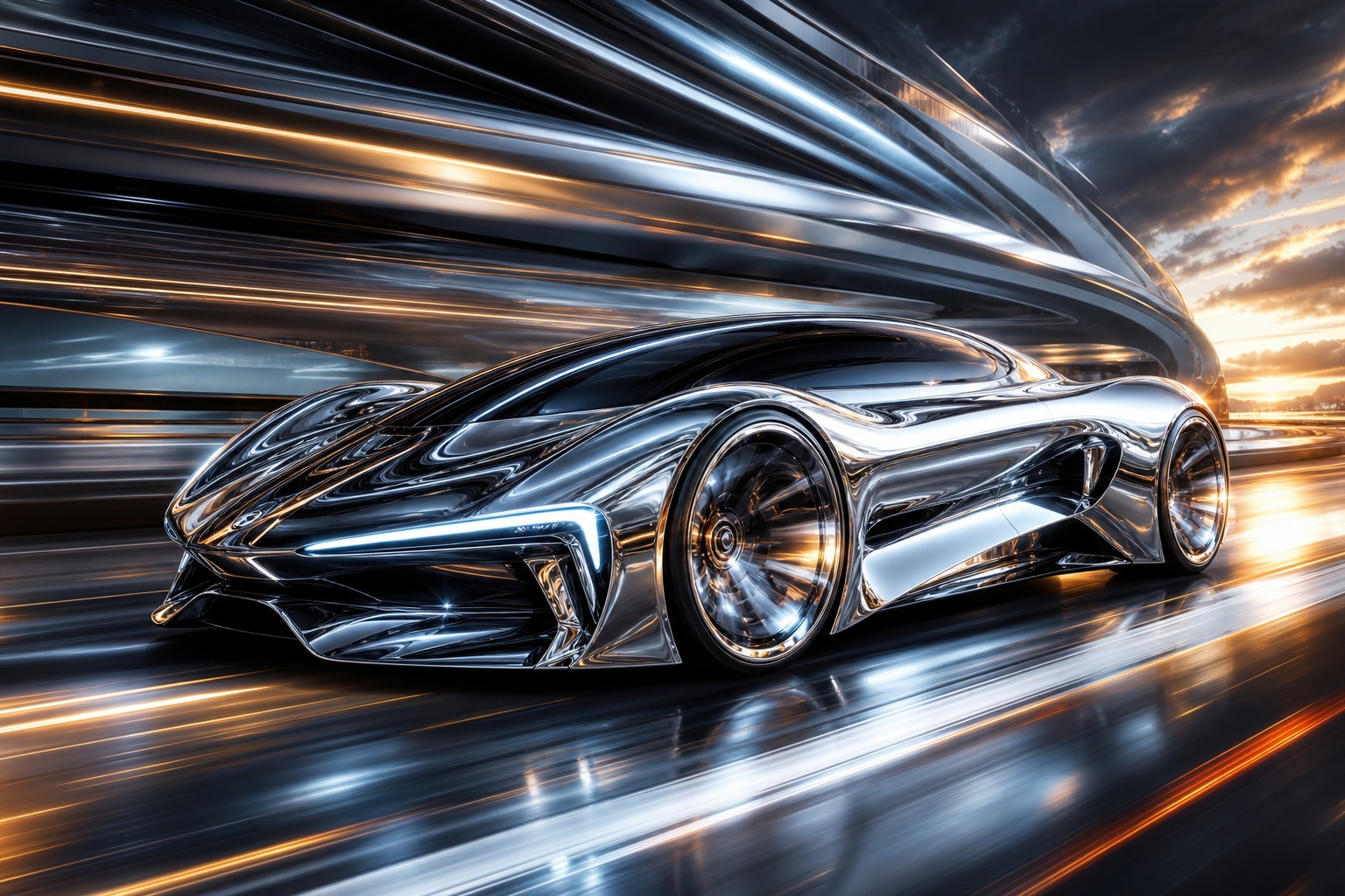 Preview for Futuristic Chrome Car Background