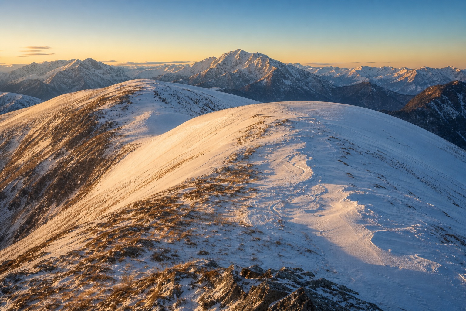 Preview for Clear Dawn Snow Ridge Mountain Background
