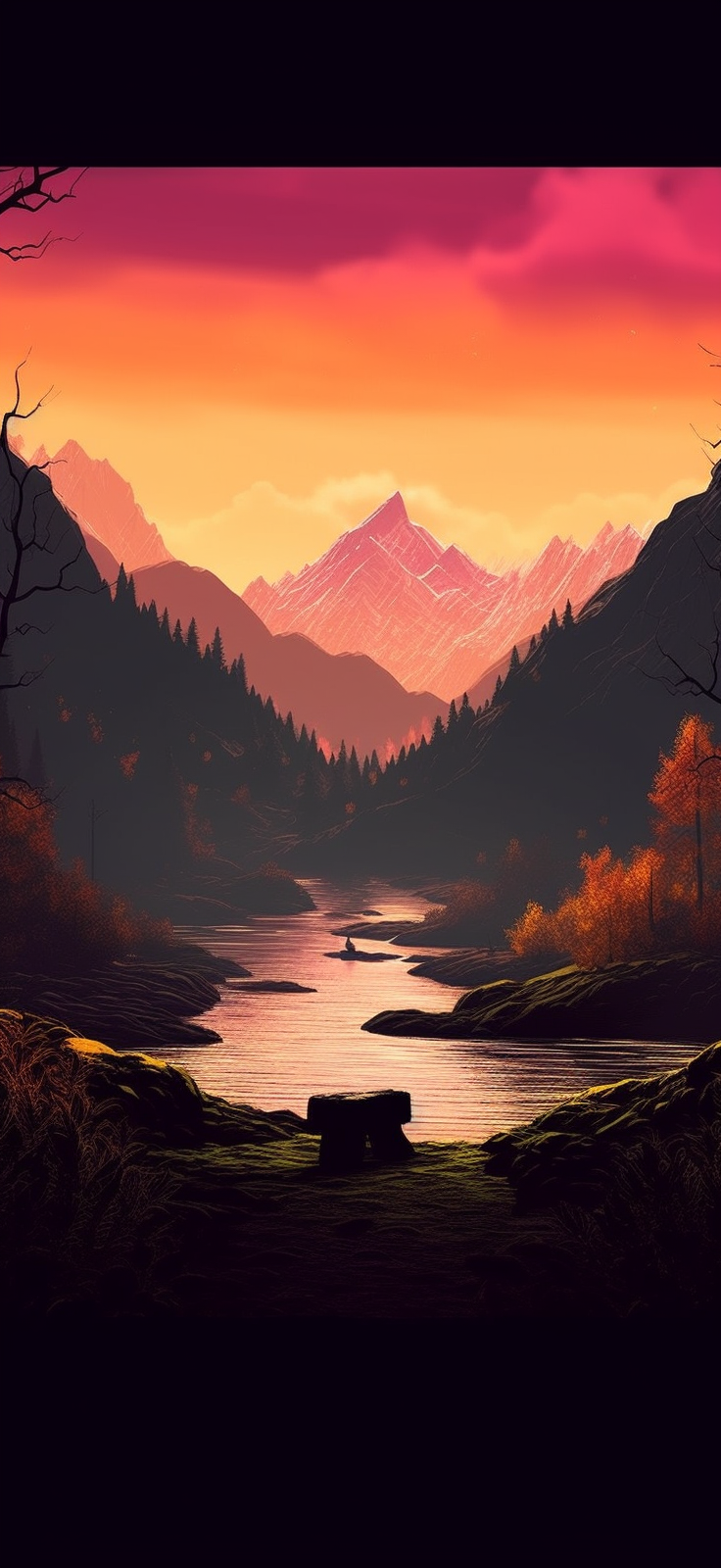 Preview for Serene-mountain-landscape-at-sunset-ai-phone-background-56a22
