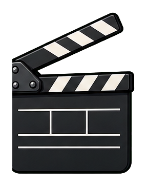 A black blank clapboard with white stripes and empty label lines.