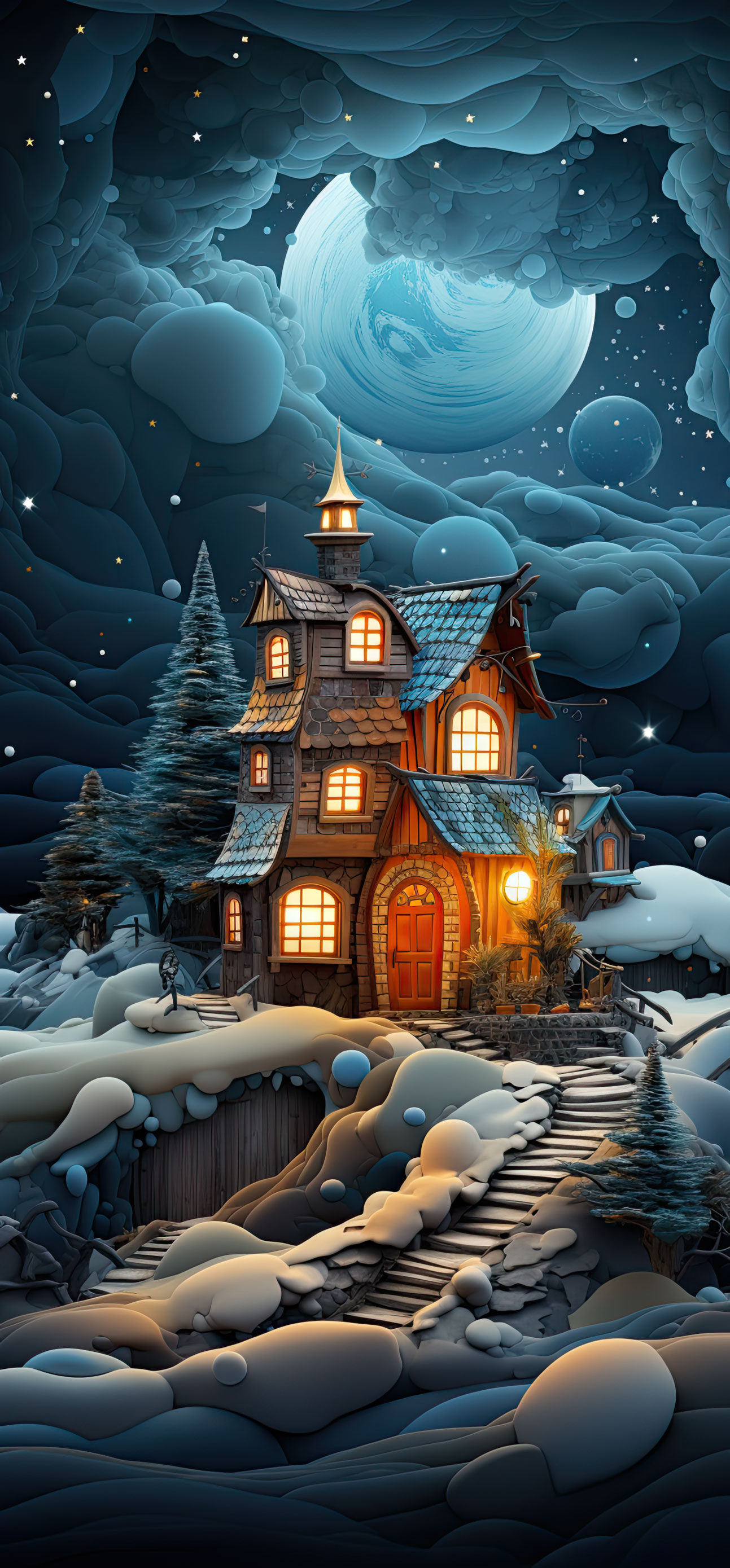 Preview for Winter-house-under-night-sky-christmas-phone-background-cf1dc