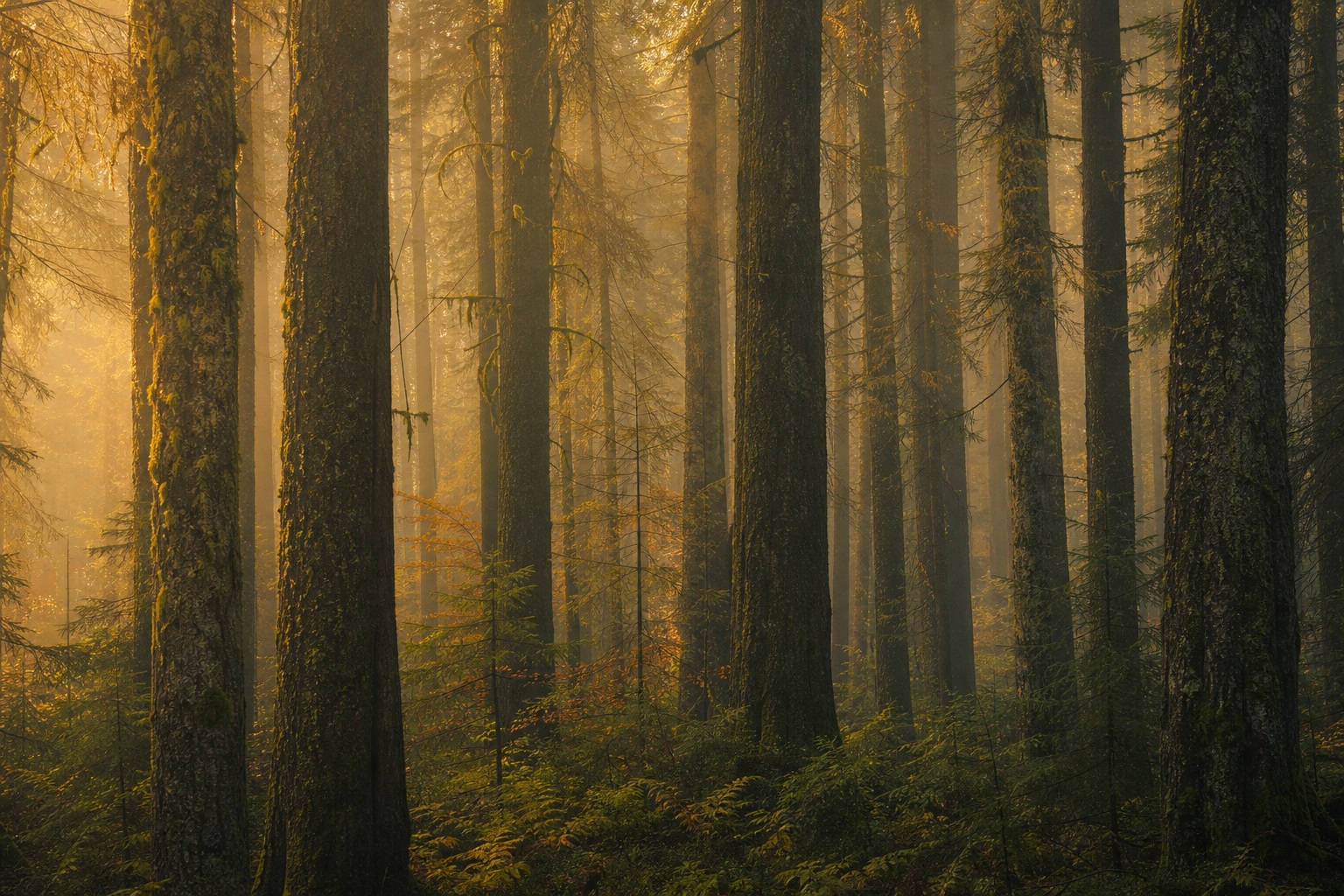 Preview for Misty Forest Background With Amber Side Light