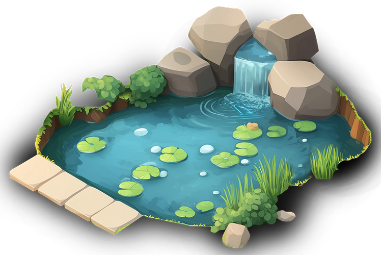 Preview for Serene-pond-waterfall-illustration-fence-sticker-21077