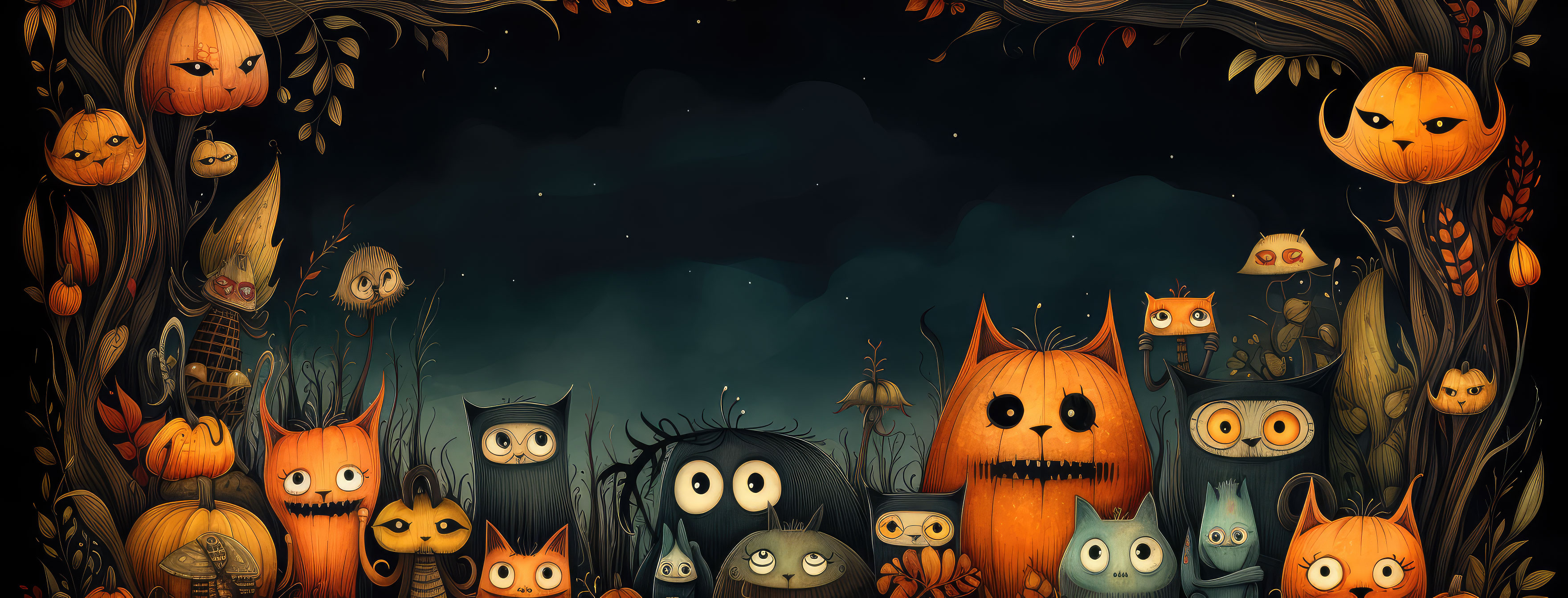 Preview for Halloween-cartoon-characters-frame-halloween-cover-background-e1461
