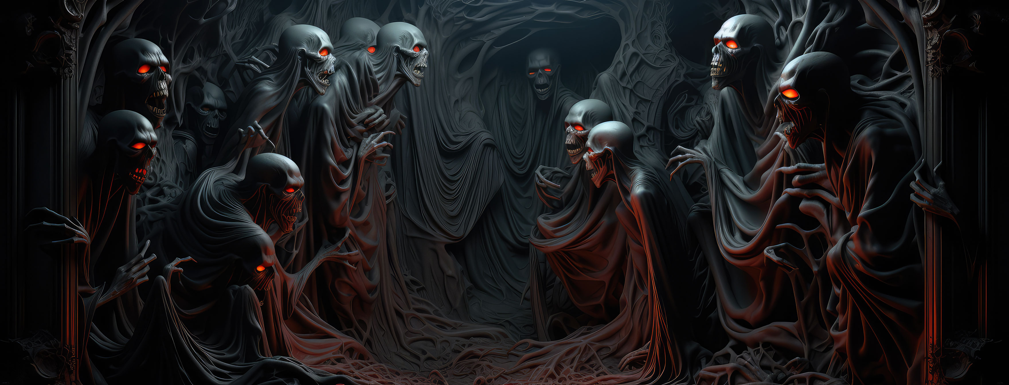 Preview for Hooded-figures-mysterious-gathering-halloween-cover-background-e18b2