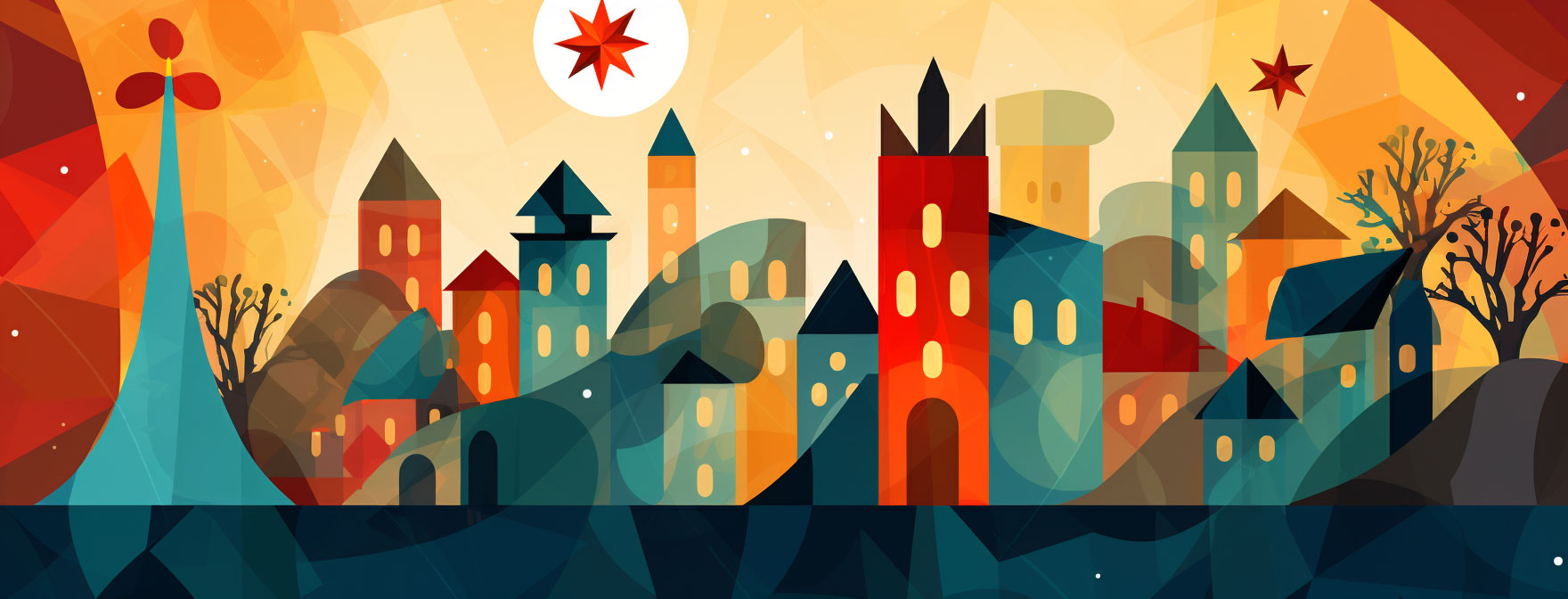 Preview for Whimsical-city-illustration-christmas-cover-background-f258b