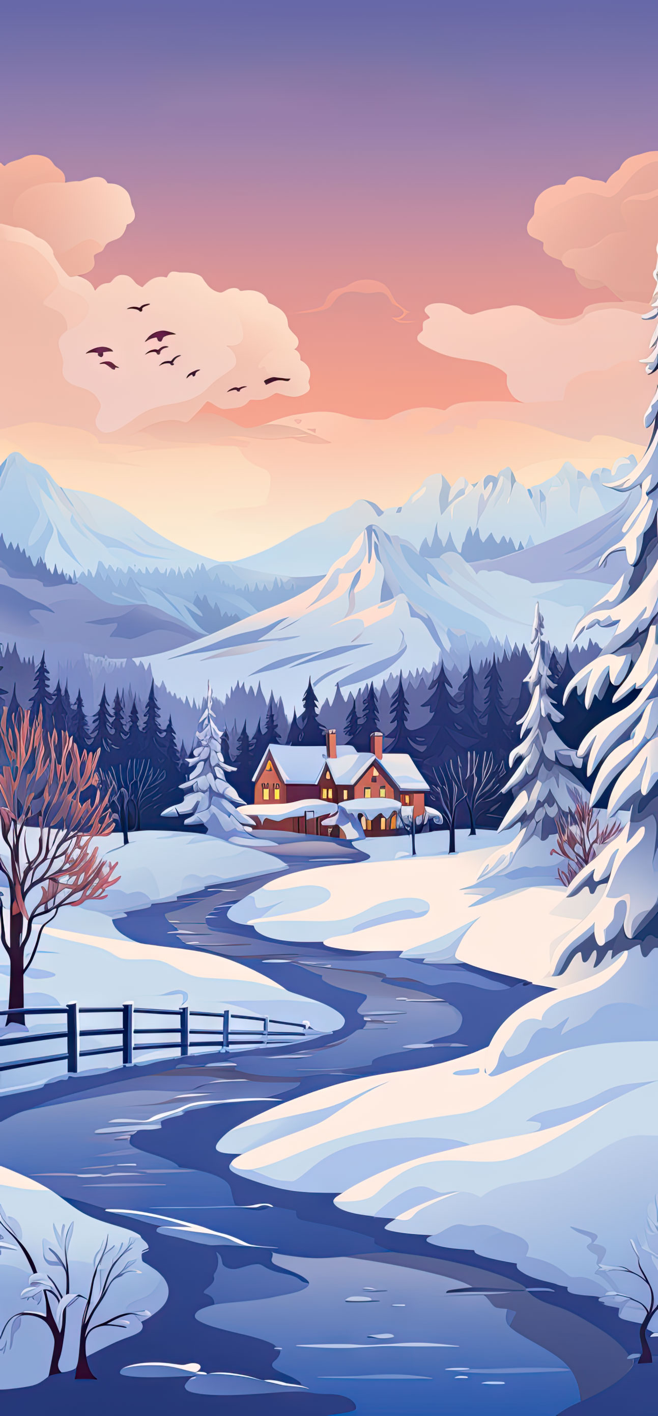 Preview for Winter-landscape-illustration-christmas-phone-background-40555