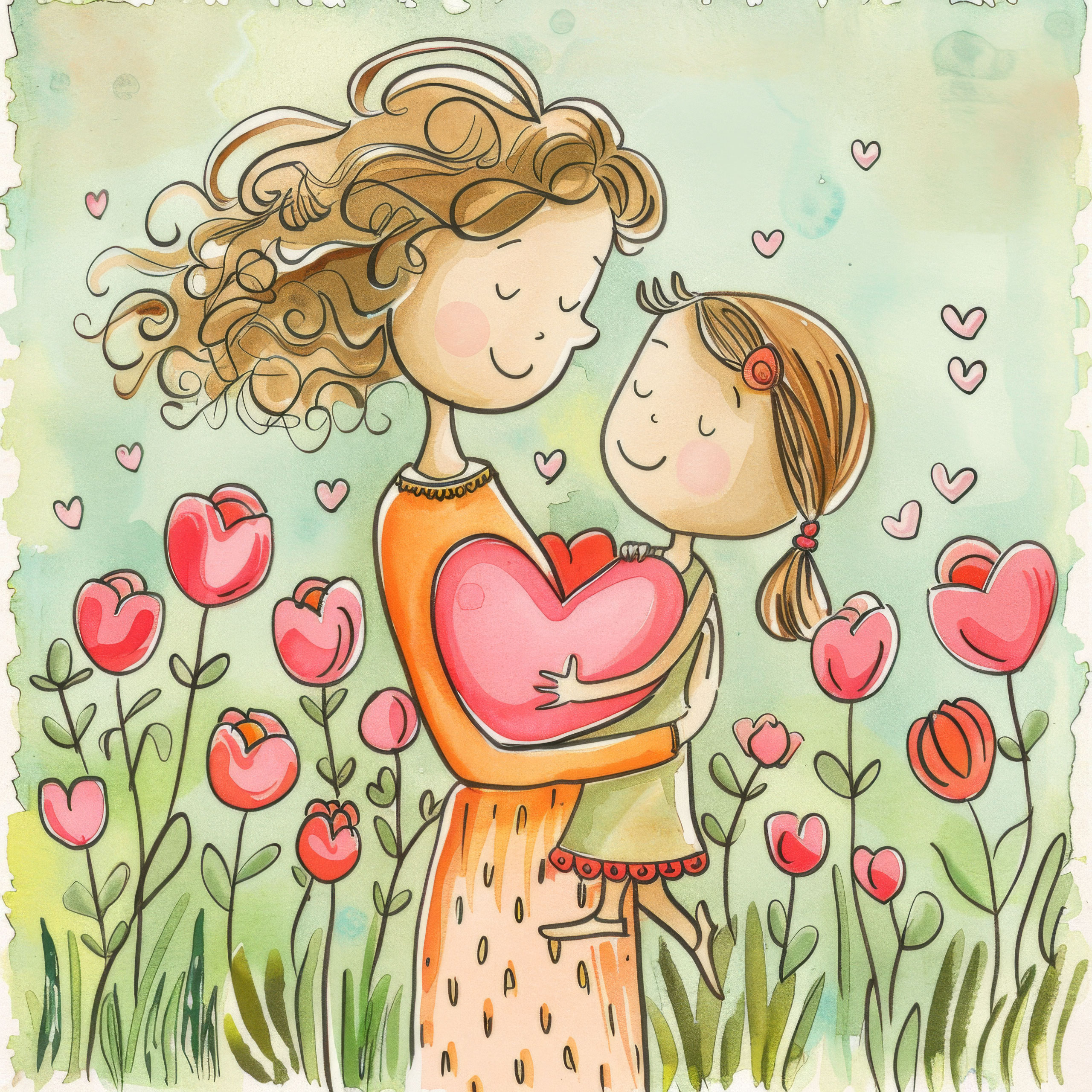Preview for Mother-daughter-love-illustration-mothers-day-background-03377
