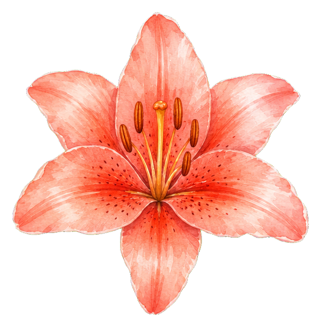 Preview for Botanical Watercolor Coral Oriental Lily Sticker
