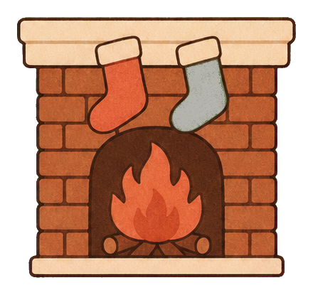 Preview for Warm Brown Christmas Fireplace Sticker