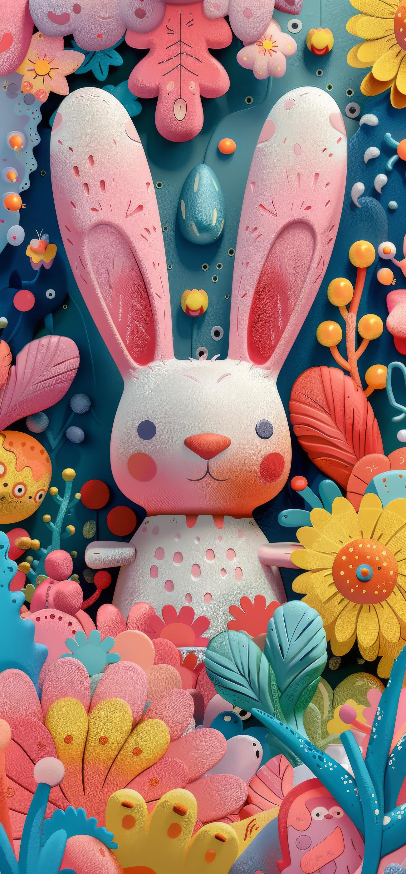 Preview for Bunny-floral-garden-illustration-easter-phone-background-d4fc3