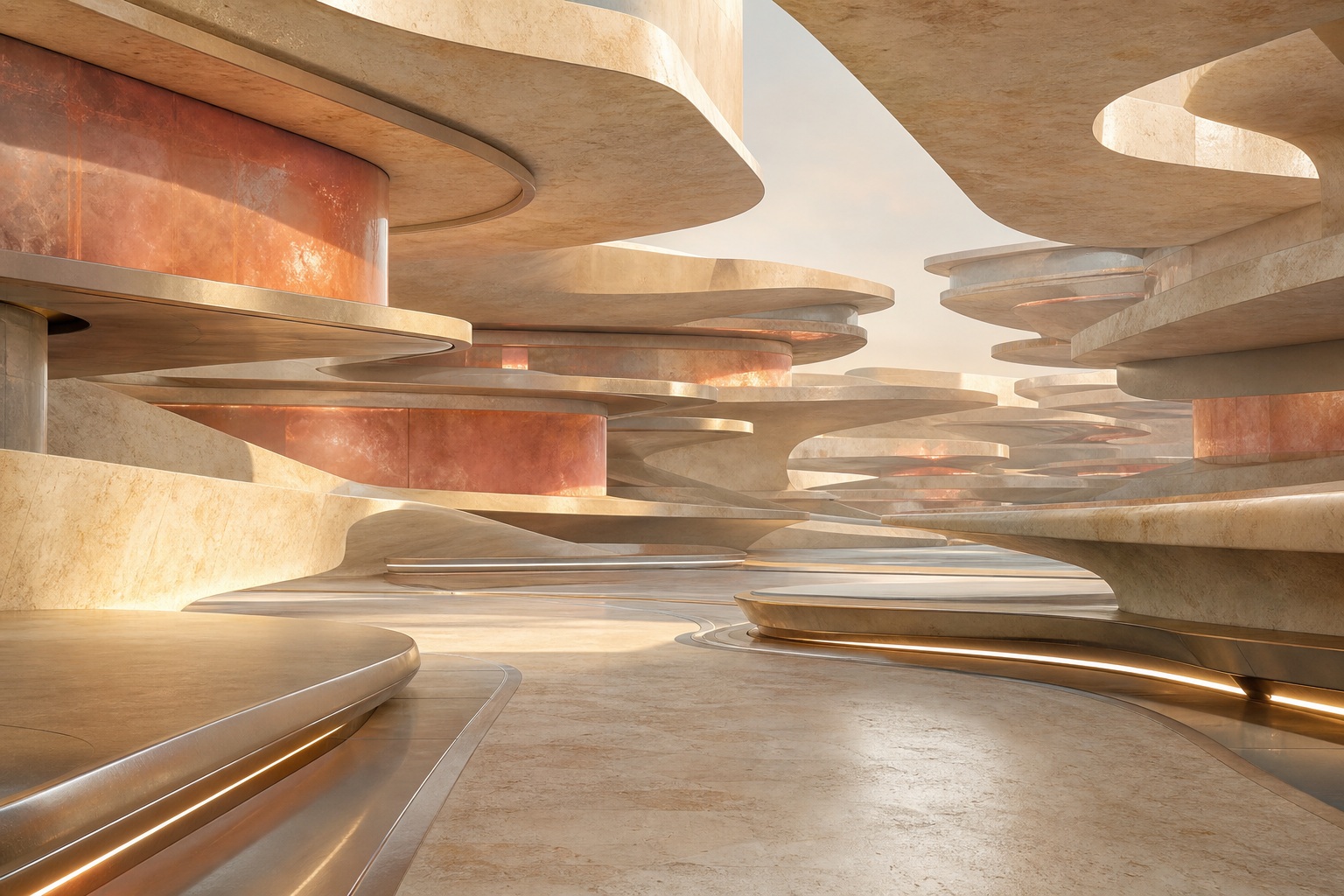 Preview for Warm Mineral Futuristic Architecture Background