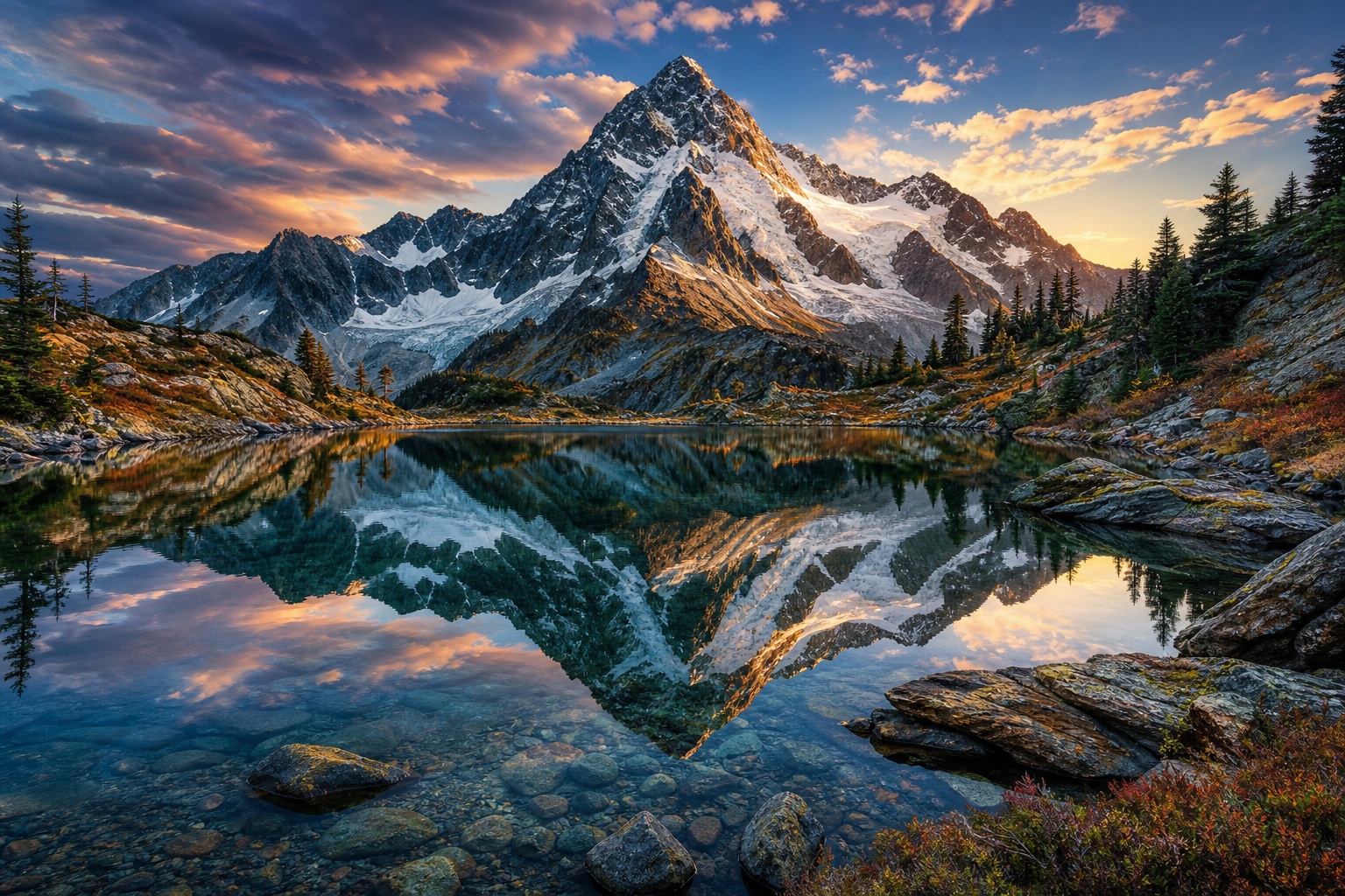 Preview for Alpine Lake Reflection Background