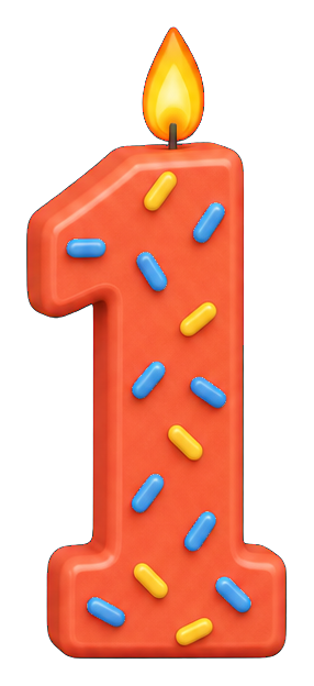 Preview for 1 Candle Sprinkles Birthday Number Sticker